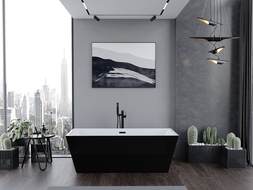 Mexen Lita vrijstaande badkuip 170 x 75 cm, wit/zwart, zwarte overloop - 52121707575-70
