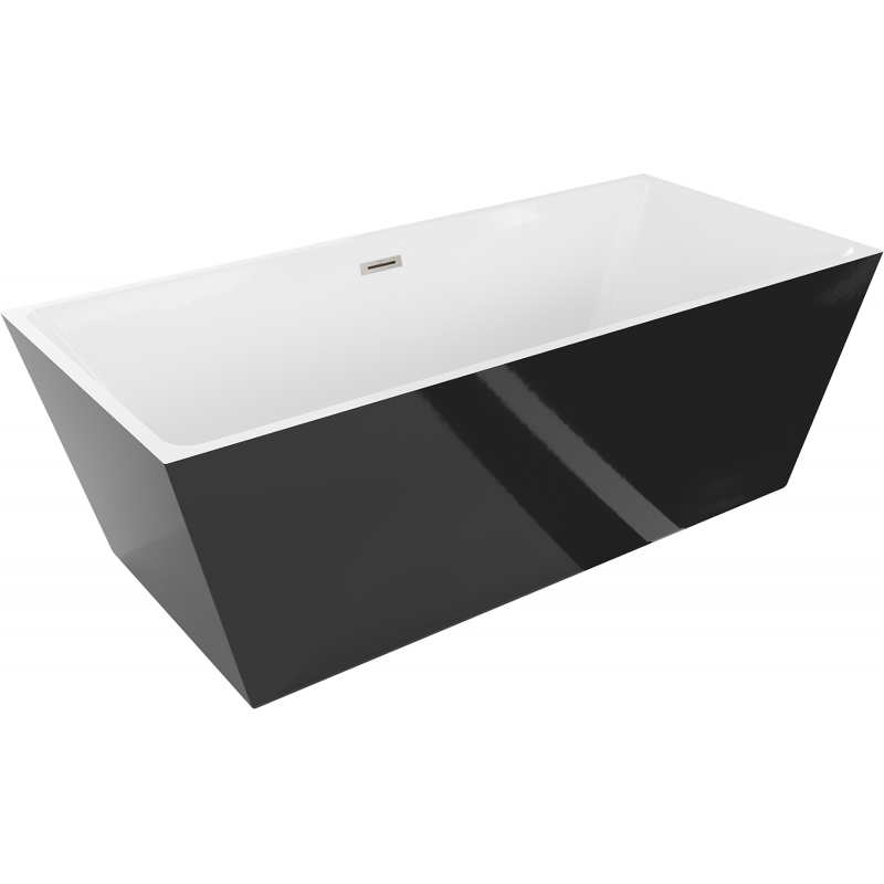 Mexen Lita freestanding bathtub 170 x 75 cm, white/black, brushed nickel overflow - 52121707575-97