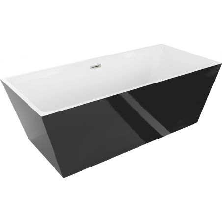 Mexen Lita baignoire autoportante 170 x 75 cm, blanc/noir, trop-plein nickel brossé - 52121707575-97