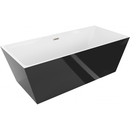 Mexen Lita freistehende Badewanne 170 x 75 cm, weiß/schwarz, Überlauf gebürstetes Nickel - 52121707575-97