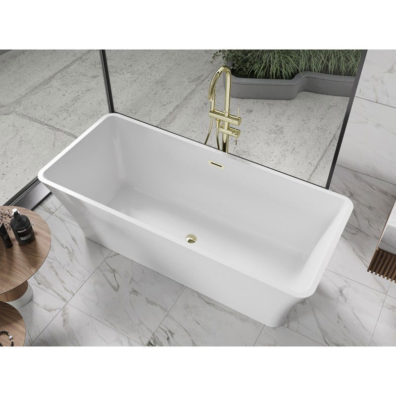 Mexen Tonia vasca da bagno freestanding 170 x 75 cm, bianca, troppopieno dorato - 52171707500-50