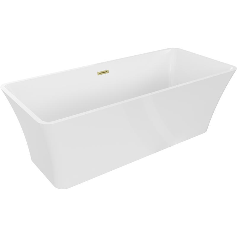 Mexen Tonia vrijstaande badkuip 170 x 75 cm, wit, gouden geborstelde overloop - 52171707500-55