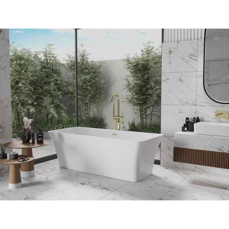 Mexen Tonia wanna wolnostojąca 170 x 75 cm, biała, przelew złoty szczotkowany - 52171707500-55