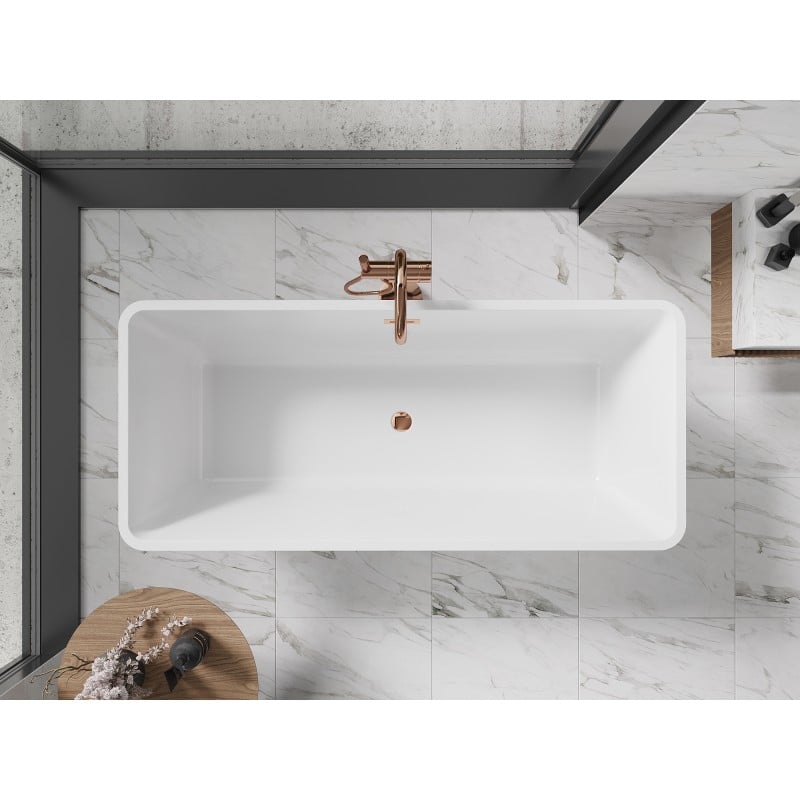 Mexen Tonia 170 x 75 cm Freestanding Bath, White, Rose Gold Overflow - 52171707500-60