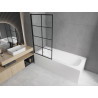 Mexen Vega rectangular bathtub 180 x 80 cm with casing and 1-wing screen 70 cm, black pattern fix - 550118080X9307007077
