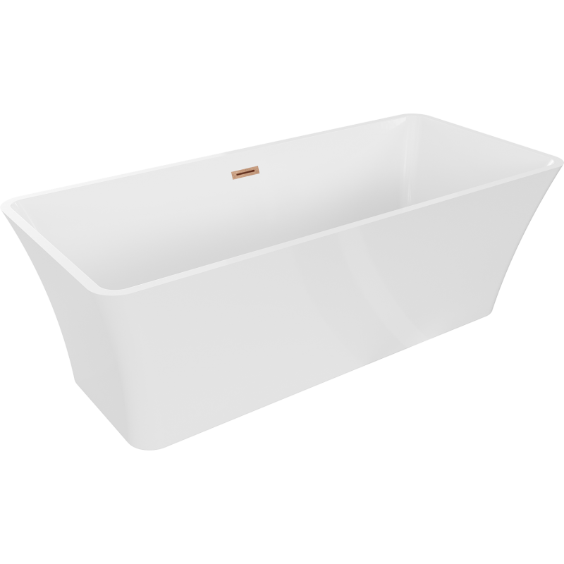 Mexen Tonia vapaasti seisova kylpyamme 170 x 75 cm, valkoinen, harjattu kupari ylivuoto - 52171707500-65