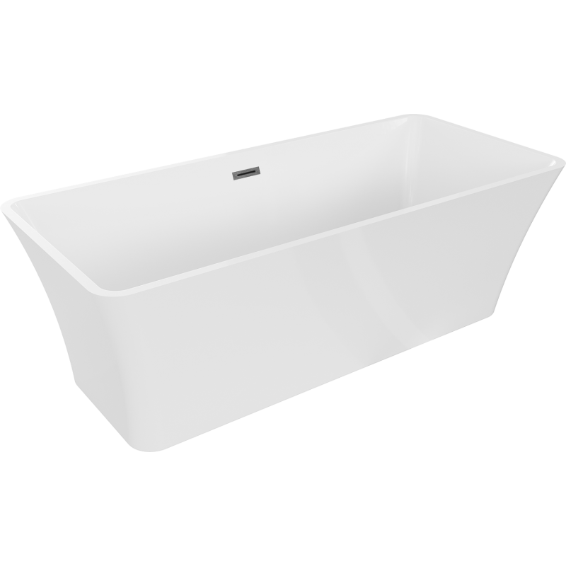 Mexen Tonia vasca da bagno autoportante 170 x 75 cm, bianca, troppo pieno gun gray spazzolato - 52171707500-66