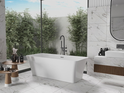 Mexen Tonia freistehende Badewanne 170 x 75 cm, weiß, Überlauf gun gray gebürstet - 52171707500-66