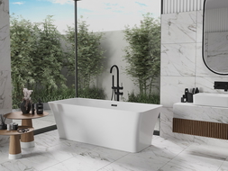Mexen Tonia freistehende Badewanne 170 x 75 cm, weiß, mit schwarzem Überlauf - 52171707500-70
