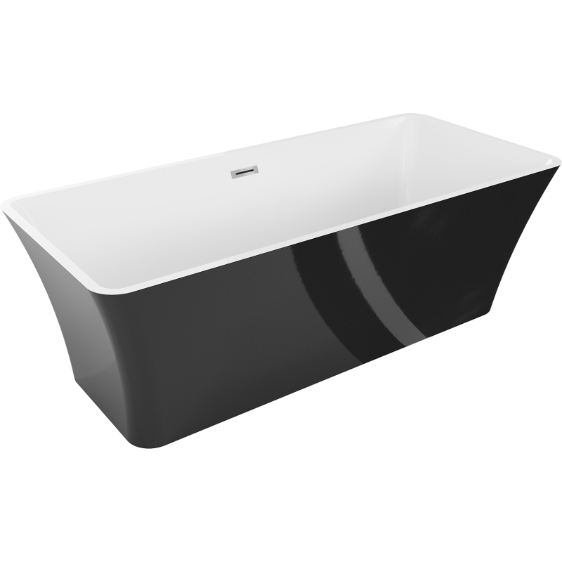 Mexen Tonia bañera exenta 170 x 75 cm, blanca/negra, rebosadero cromo - 52171707575-01