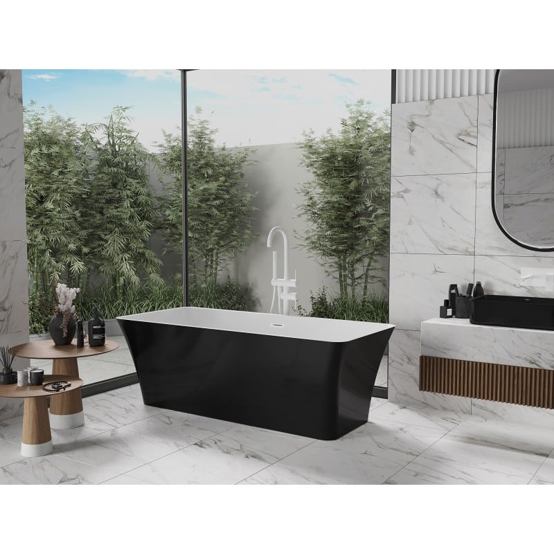 Mexen Tonia freestanding bath 170 x 75 cm, white/black, white overflow - 52171707575-20