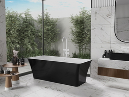 Mexen Tonia freistehende Badewanne 170 x 75 cm, weiß/schwarz, weißer Überlauf - 52171707575-20