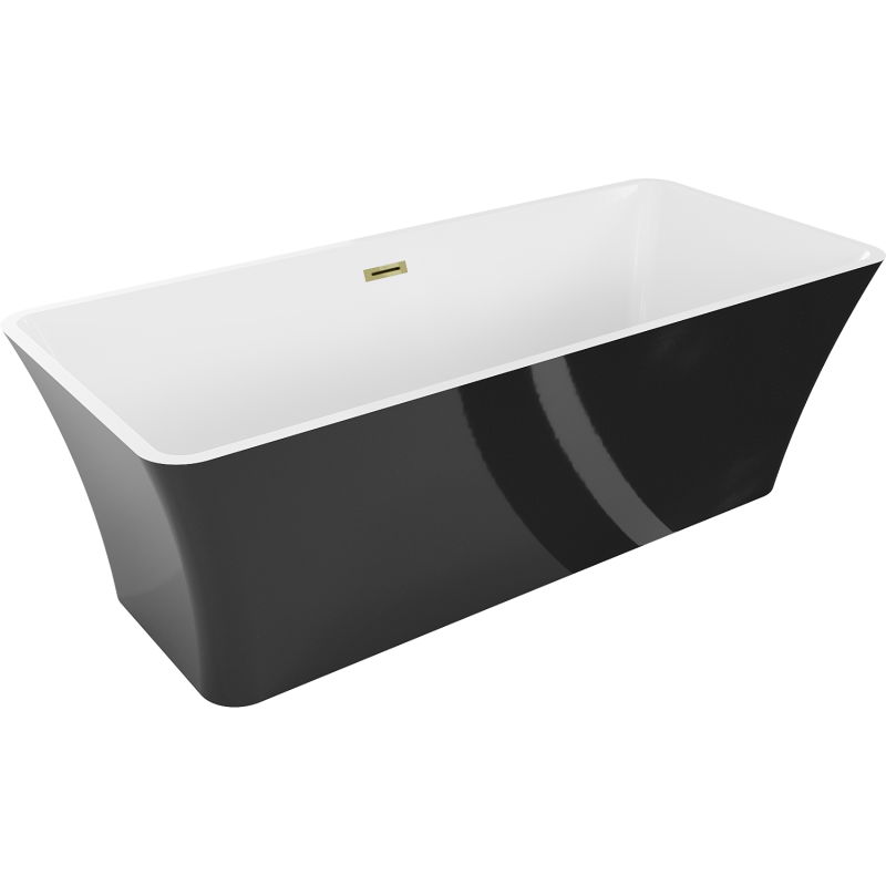 Mexen Tonia vapaasti seisova kylpyamme 170 x 75 cm, valkoinen/musta, kulta ylivuoto - 52171707575-50