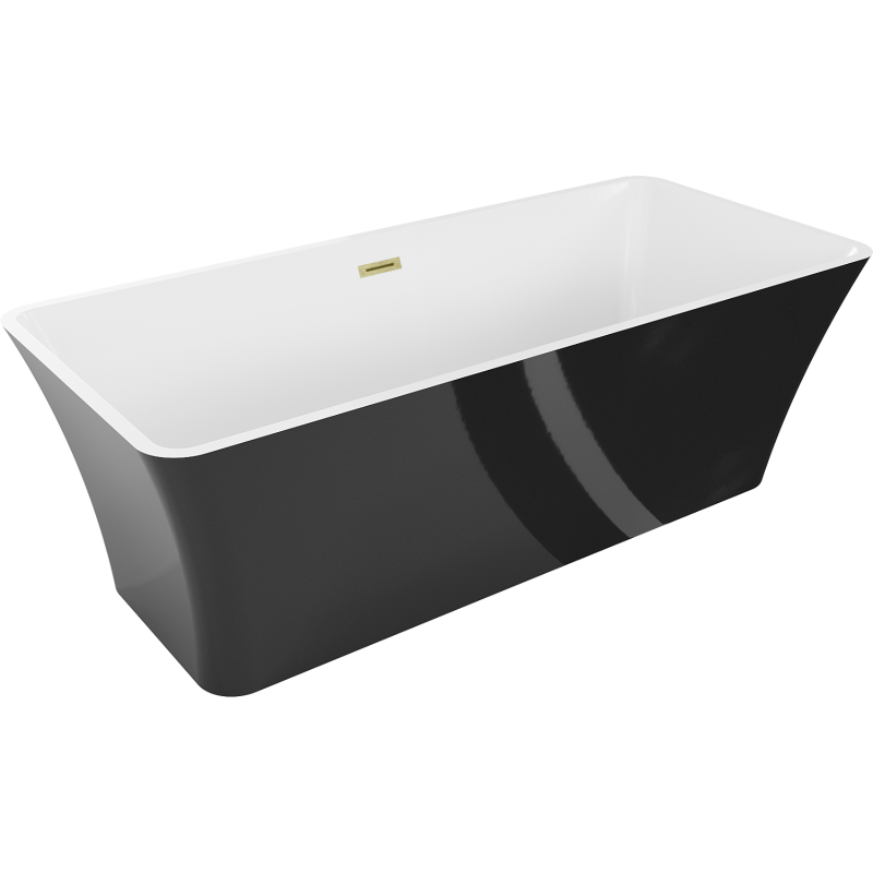 Mexen Tonia freestanding bath 170 x 75 cm, white/black, gold brushed overflow - 52171707575-55