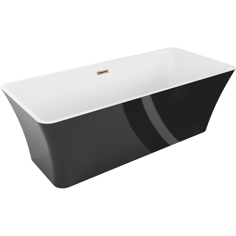 Mexen Tonia freestanding bath 170 x 75 cm, white/black, overflow rose gold - 52171707575-60