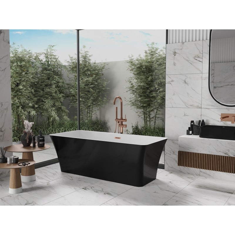 Mexen Tonia freestanding bath 170 x 75 cm, white/black, overflow rose gold - 52171707575-60