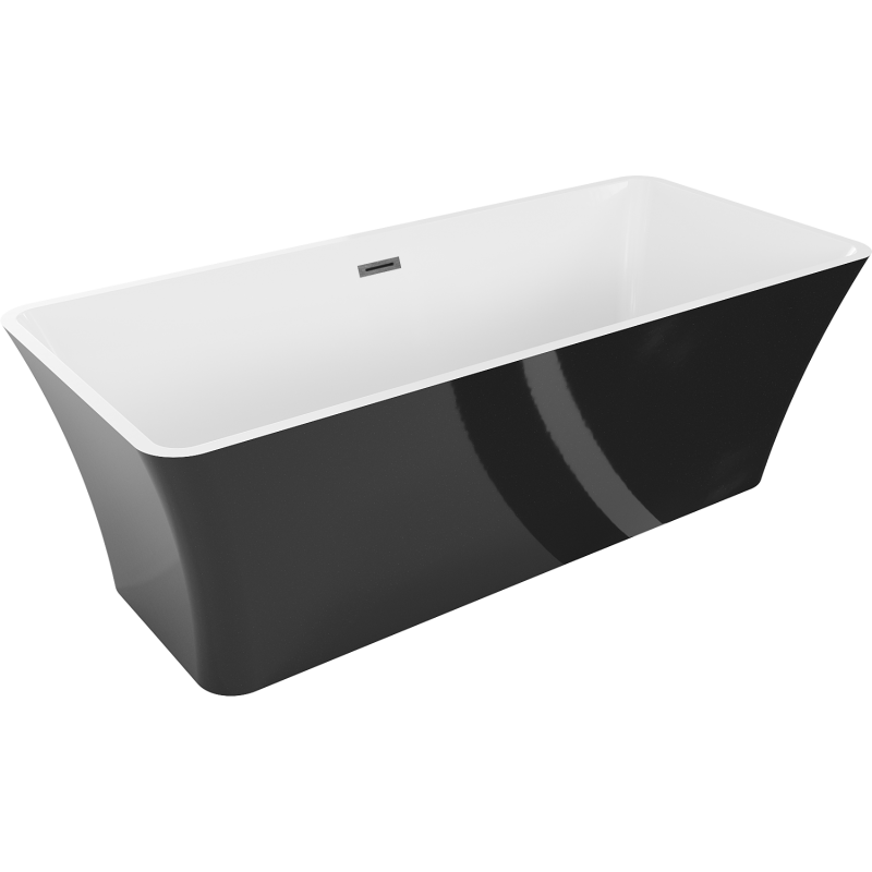 Mexen Tonia vapaasti seisova kylpyamme 170 x 75 cm, valkoinen/musta, gun gray harjattu ylivuoto - 52171707575-66