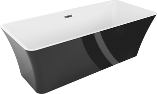 Mexen Tonia freestanding bath 170 x 75 cm, white/black, brushed gun gray overflow - 52171707575-66