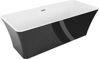 Mexen Tonia prostostoječa kopalna kad 170 x 75 cm, bela/črna, preliv iz brušenega niklja - 52171707575-97