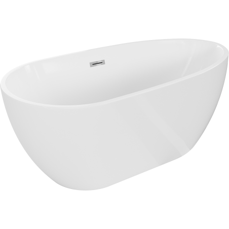Mexen Eos freistehende Badewanne 150 x 75 cm, weiß, Überlauf chrom - 52471507500-01