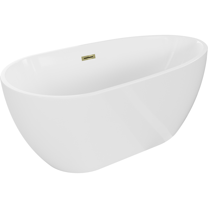 Mexen Eos freestanding bath 150 x 75 cm, white, gold overflow - 52471507500-50