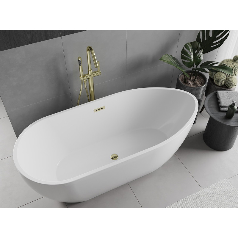 Mexen Eos eraldiseisev vann 150 x 75 cm, valge, kuldne ülevool - 52471507500-50