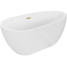 Mexen Eos freistehende Badewanne 170 x 75 cm, weiß, Überlauf mit gebürstetem Gold - 52471707500-55