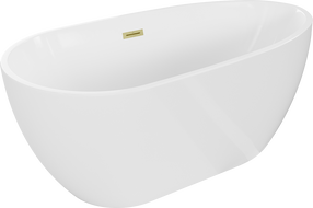 Mexen Eos freistehende Badewanne 170 x 75 cm, weiß, Überlauf mit gebürstetem Gold - 52471707500-55