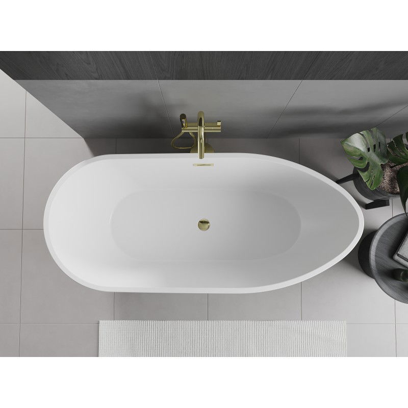 Mexen Eos freistehende Badewanne 150 x 75 cm, weiß, goldener Überlauf - 52471507500-50
