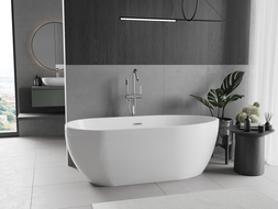 Mexen Eos freistehende Badewanne 150 x 75 cm, weiß, mit Überlauf chrom - 52471507500-01