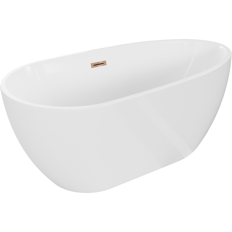Mexen Eos freistehende Badewanne 150 x 75 cm, weiß, Überlauf in Roségold - 52471507500-60