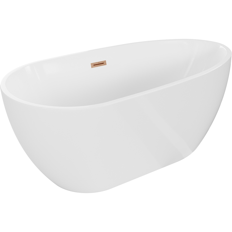 Mexen Eos vrijstaande badkuip 170 x 75 cm, wit, overloop geborsteld koper - 52471707500-65