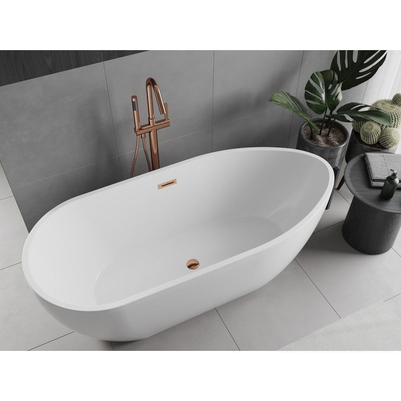 Mexen Eos baignoire autoportante 150 x 75 cm, blanche, trop-plein or rose - 52471507500-60