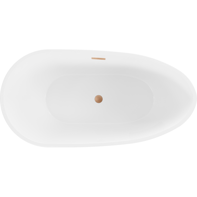 Mexen Eos freestanding bath 150 x 75 cm, white, brushed copper overflow - 52471507500-65