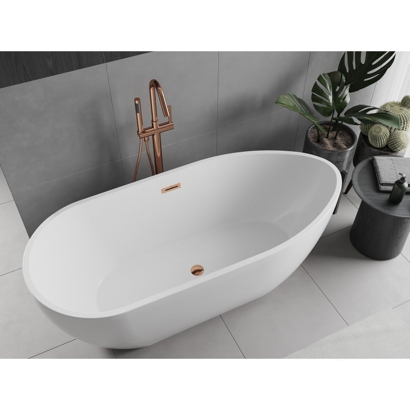 Mexen Eos freestanding bathtub 170 x 75 cm, white, overflow rose gold - 52471707500-60
