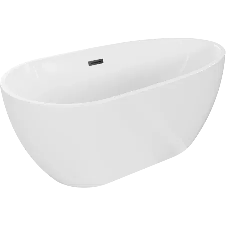 Mexen Eos banheira independente 150 x 75 cm, branca, transbordamento preto - 52471507500-70