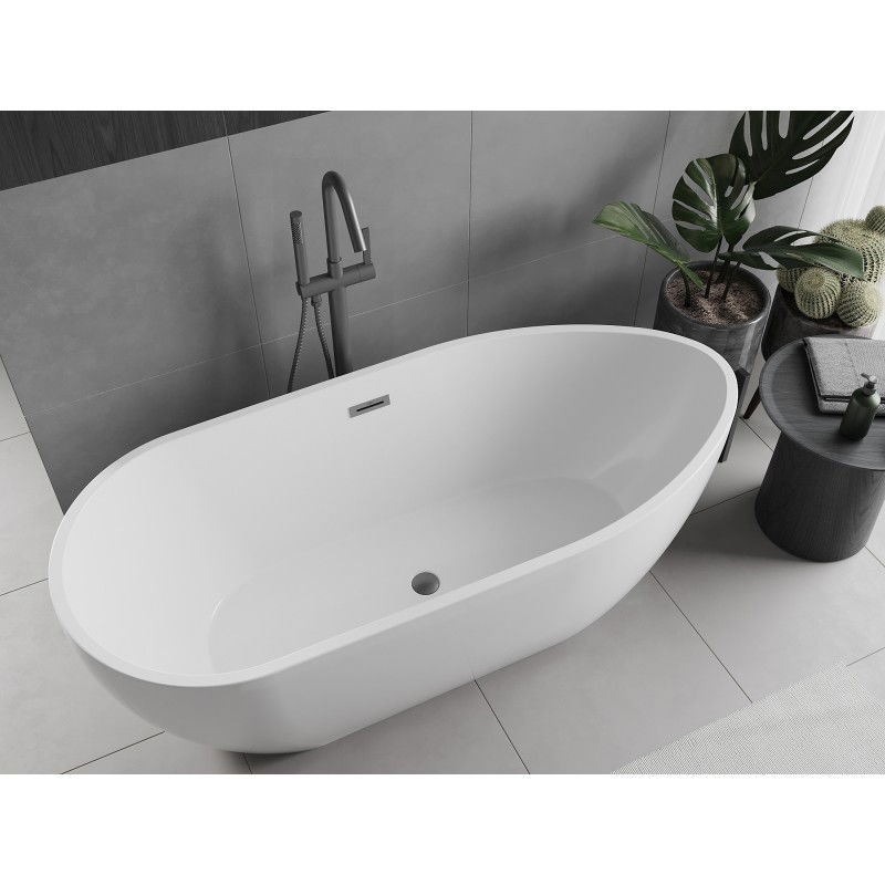 Mexen Eos vasca da bagno autoportante 150 x 75 cm, bianca, trabocco gun gray spazzolato - 52471507500-66