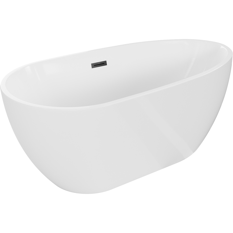 Mexen Eos freistehende Badewanne 170 x 75 cm, weiß, mit schwarzem Überlauf - 52471707500-70