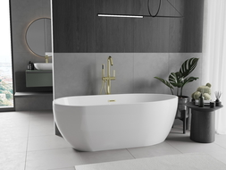 Mexen Eos vasca da bagno freestanding 170 x 75 cm, bianca, troppopieno oro spazzolato - 52471707500-55