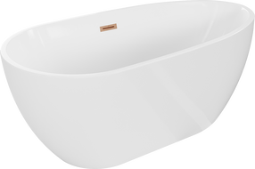 Mexen Eos freistehende Badewanne 150 x 75 cm, weiß, Überlauf gebürstetes Kupfer - 52471507500-65