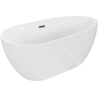 Mexen Eos freistehende Badewanne 150 x 75 cm, weiß, Überlauf gun metal - 52471507500-95
