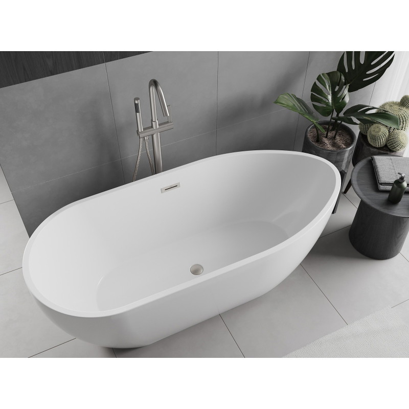 Mexen Eos samostojeća kada 170 x 75 cm, bijela, preljev brušeni nikal - 52471707500-97