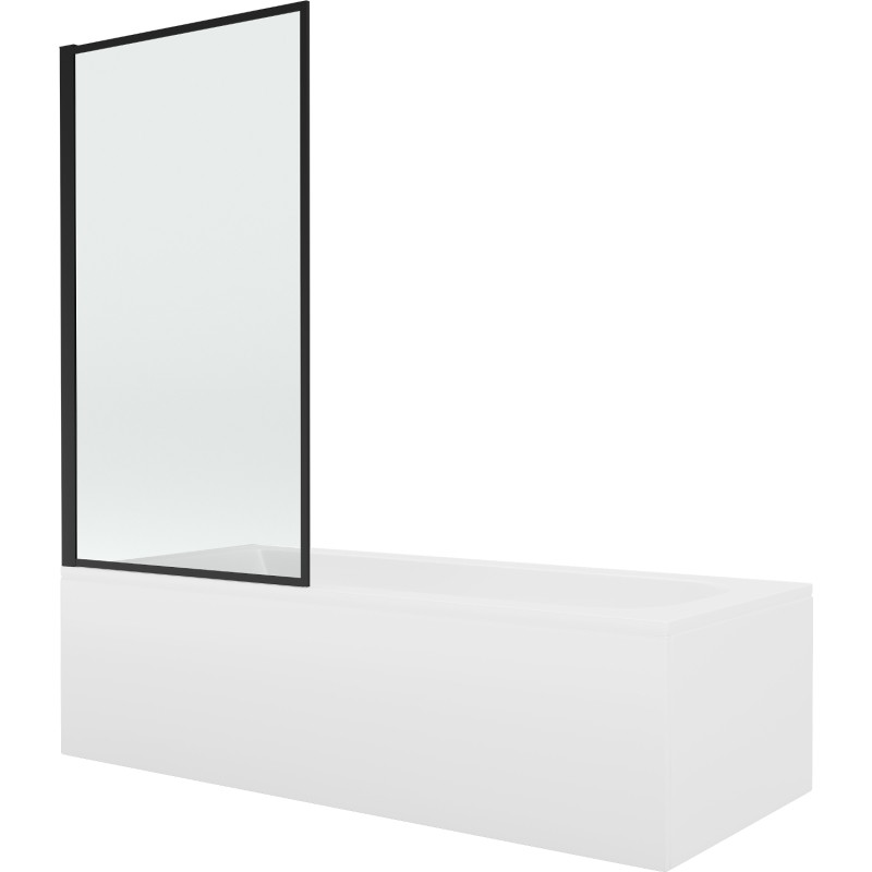 Mexen Vega ristkülikukujuline vann 180 x 80 cm koos kesta ja 1-lehelise 80 cm vaheseinaga, must muster fix