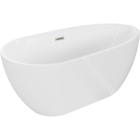 Mexen Eos vrijstaand bad 170 x 75 cm, wit, overloop geborsteld nikkel - 52471707500-97