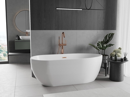 Mexen Eos freistehende Badewanne 170 x 75 cm, weiß, gebürsteter Messingüberlauf - 52471707500-65
