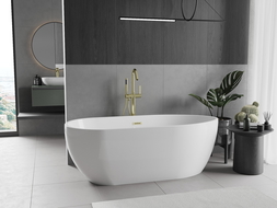 Mexen Eos freistehende Badewanne 170 x 75 cm, weiß, Überlauf gold - 52471707500-50
