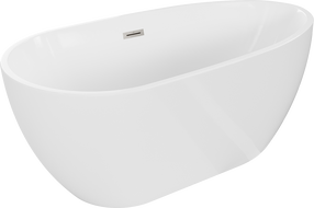 Mexen Eos freistehende Badewanne 150 x 75 cm, weiß, mit Überlauf aus gebürstetem Nickel - 52471507500-97