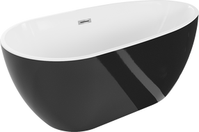 Mexen Eos freistehende Badewanne 150 x 75 cm, weiß/schwarz, Überlauf chrom - 52471507575-01