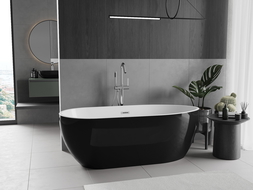 Mexen Eos freistehende Badewanne 170 x 75 cm, Weiß/Schwarz, Chromüberlauf - 52471707575-01