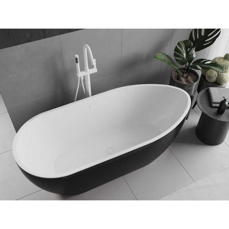 Mexen Eos freistehende Badewanne 170 x 75 cm, weiß/schwarz, Überlauf weiß - 52471707575-20